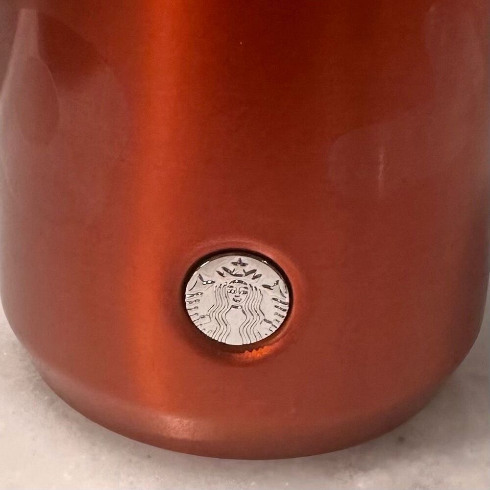 NWT Starbucks Stainless Steel Vacuum Insulated Tumbler Red Orange Leopard 16oz - Picture 2 of 3